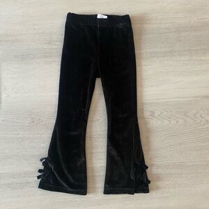 Zara Black Velvet Kids Leggings with Bow Detail